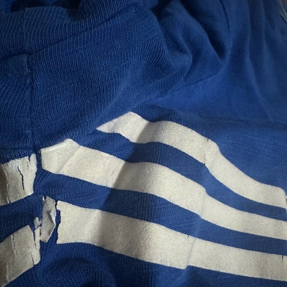 Adidas Blue Bow Logo Cotton Striped Girly Graphic Tee Size: S • Y2K Vintage - Picture 6 of 7